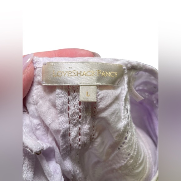 LoveShackFancy Natasha Ruffle Mini Dress Purple White Cotton Size Large - Picture 6 of 6